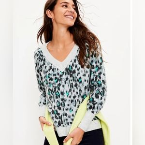 LOFT- NWT Leopard Print Relaxed V-Neck Sweater Size XL (OUT OF STOCK)
